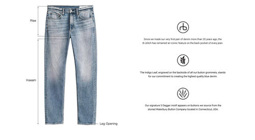 Since we made our very first pair of denim more than 20 years ago, the rb stitch has remained an iconic feature on the back pocket of every jean.