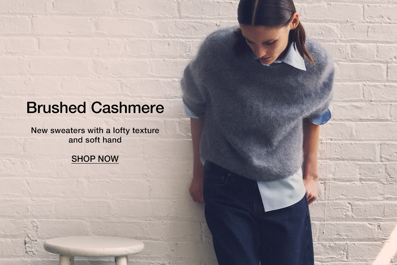 Brushed Cashmere. New sweaters with a lofty texture and soft hand. Shop Now