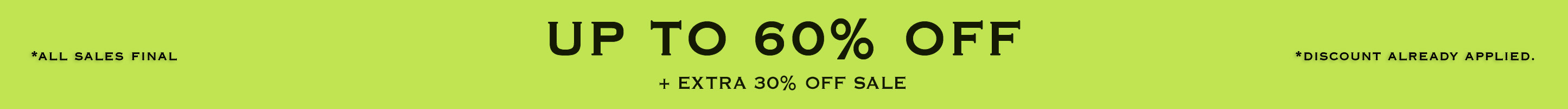 Up to 60% off + extra 30% off sale