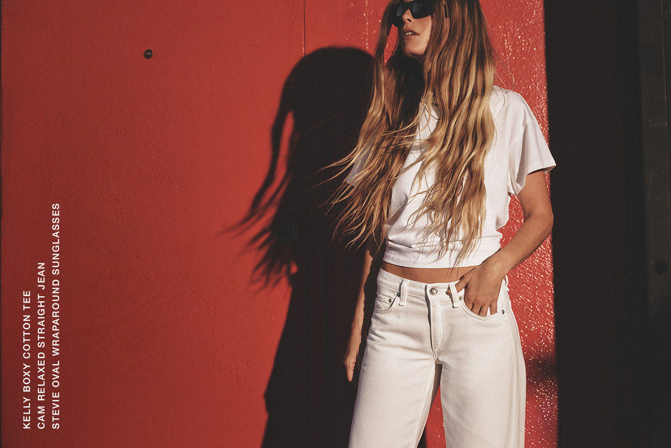 Kelly Boxy Cotton Tee
Cam Relaxed Straight Jean
Stevie Oval Wraparound Sunglasses