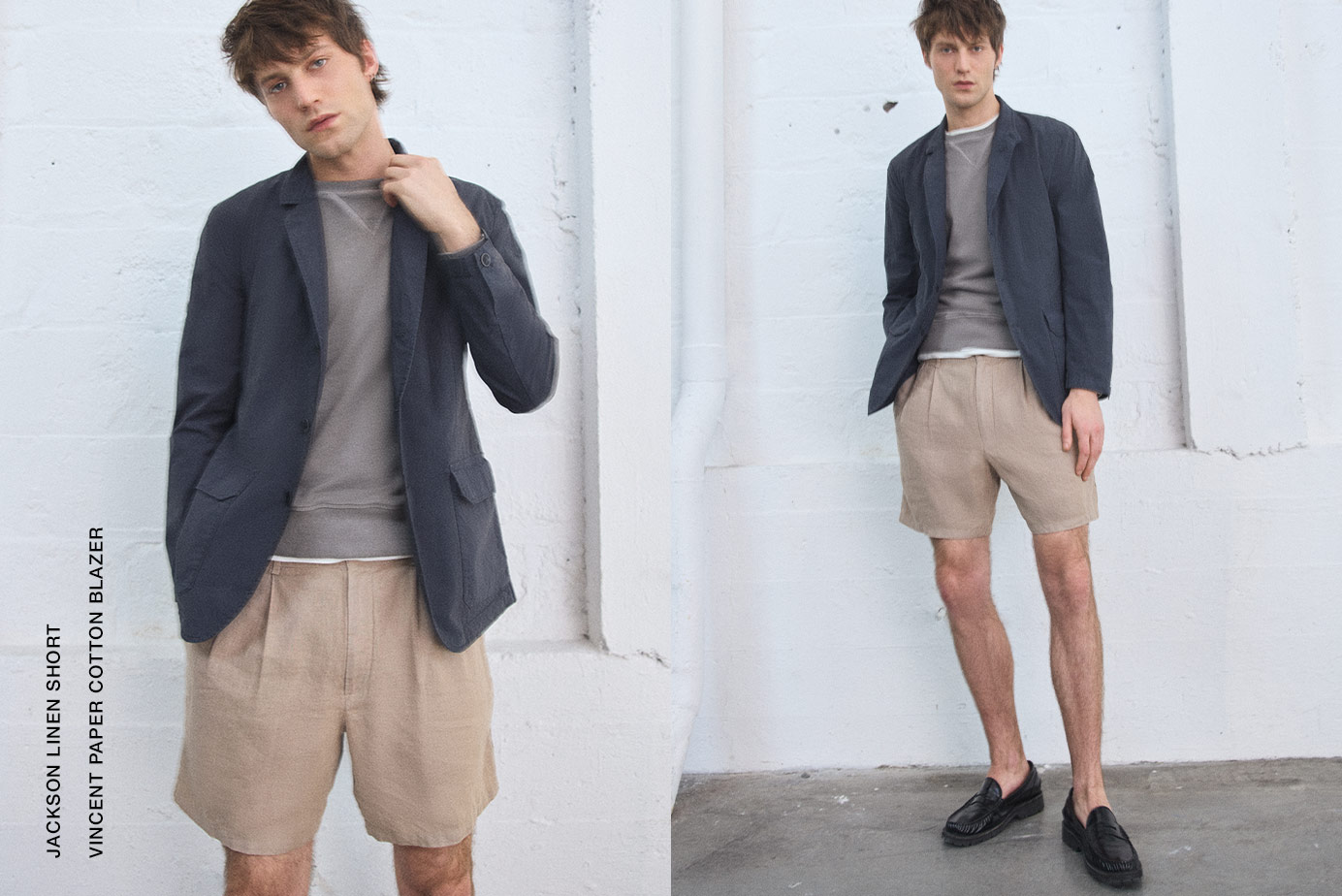 JACKSON LINEN SHORT. VINCENT PAPER COTTON BLAZER