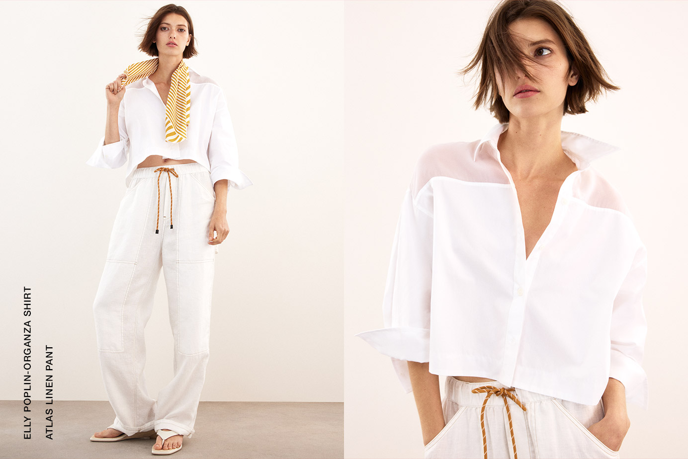 ELLY POPLIN-ORGANZA SHIRT. ATLAS LINEN PANT